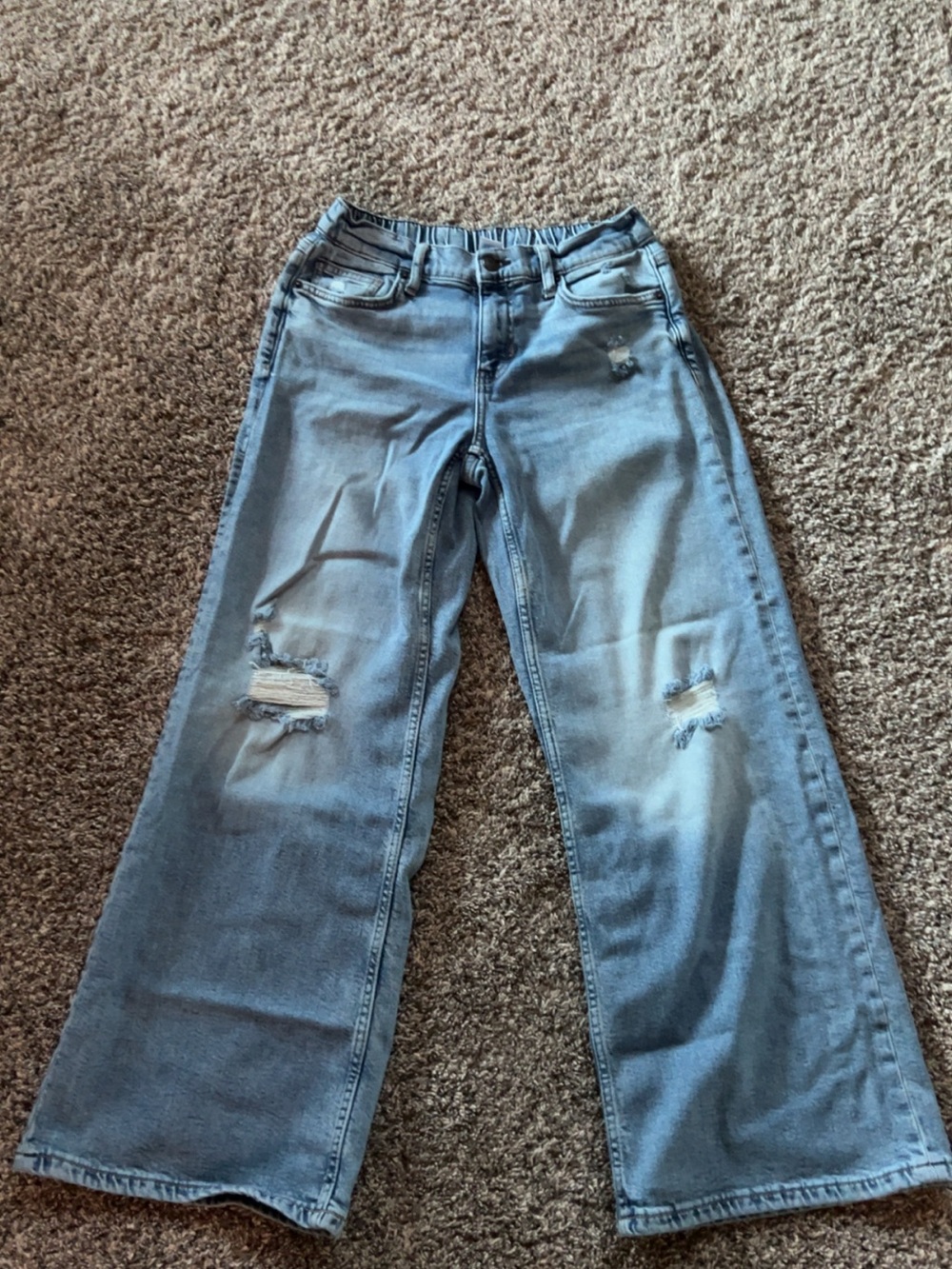 Arizona Jean Company Light Blue Distressed Wide-Leg Jeans